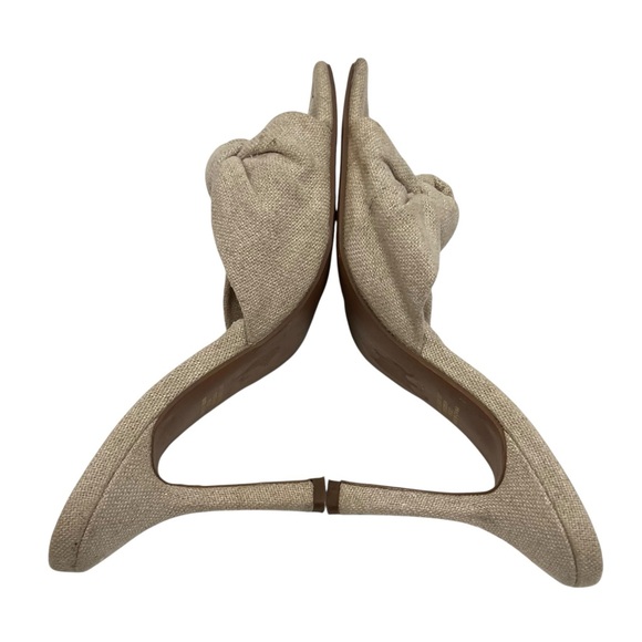 ASOS Design Natural Linen Knot Square Toe Mules Heeled Sandals Women’s 7 - Picture 10 of 14